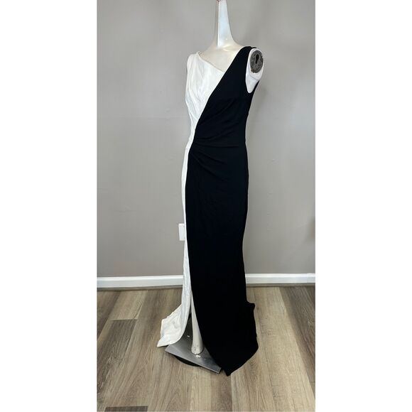 TALBOT RUNHOF Asymmetric two-tone crepe gown SIZE US4 $2295 - Picture 6 of 9